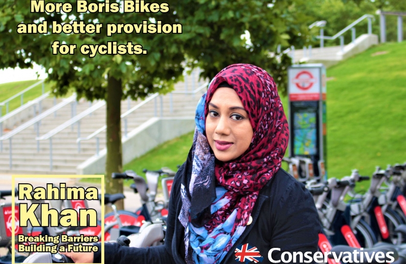 Rahima Khan with Boris Bikes