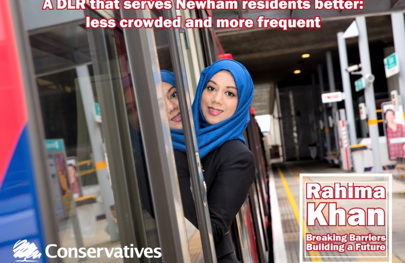 Rahima Khan board a DLR train