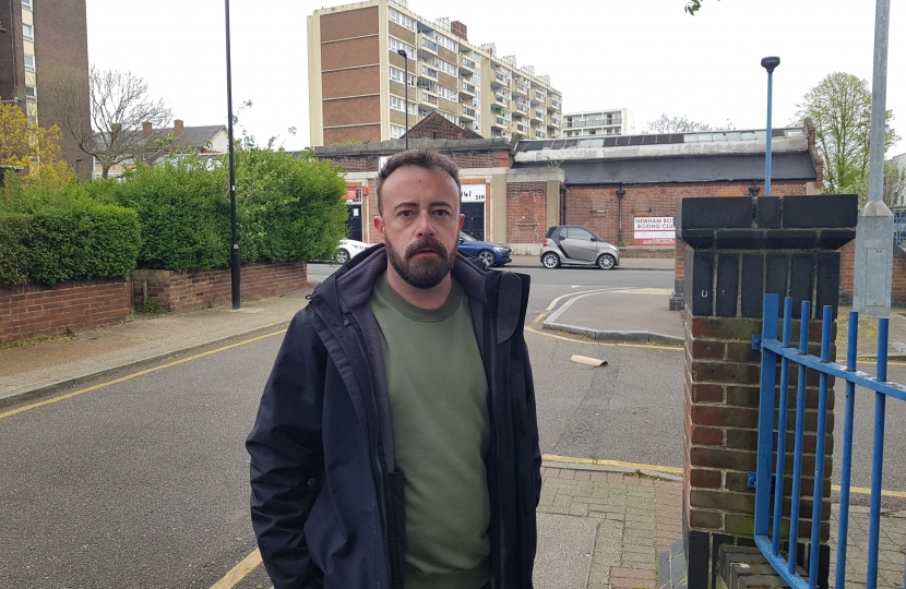 Nick Vandyke outside Newham Amateur Boxing Club