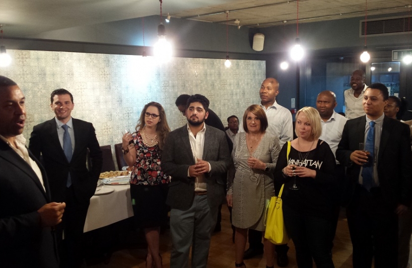 James Cleverly addressing the dinner.