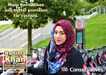 Rahima Khan with Boris Bikes