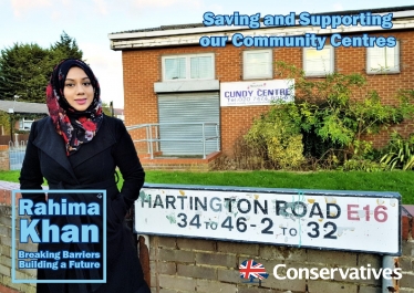 Rahima Khan standing by a community centre