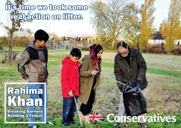 Rahima Khan and friends clearing up litter