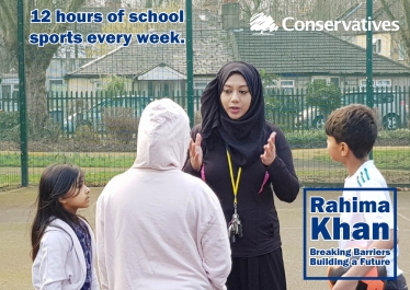 Rahima Khan with children on a court