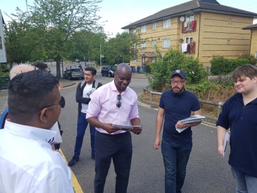 Nick Vandyke with Shaun Bailey and other local campaigners pre lockdown