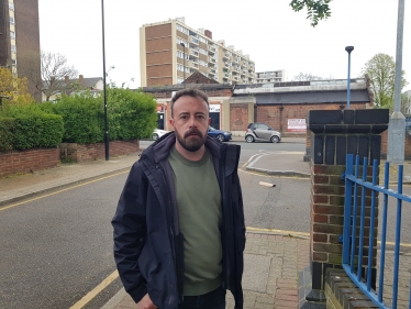 Nick Vandyke outside Newham Amateur Boxing Club