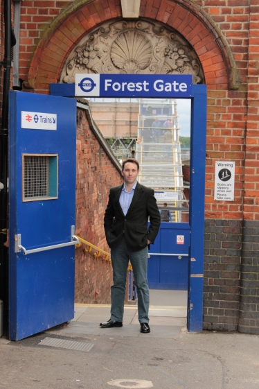 John Oxley at the side entrance to Forest Gate station.